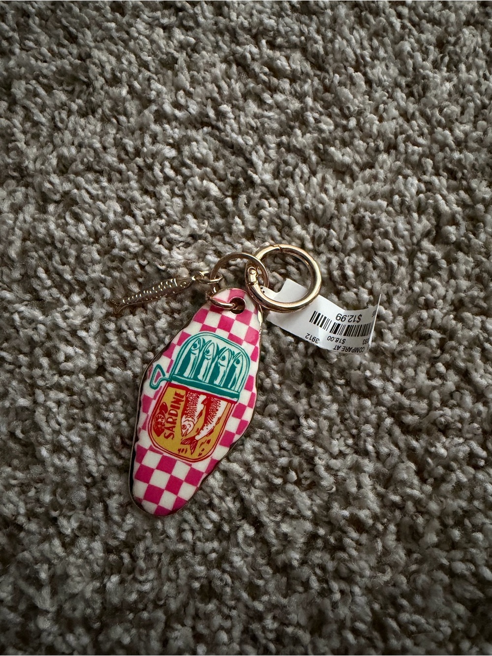 Checkerboard Pink Sardine Keychain